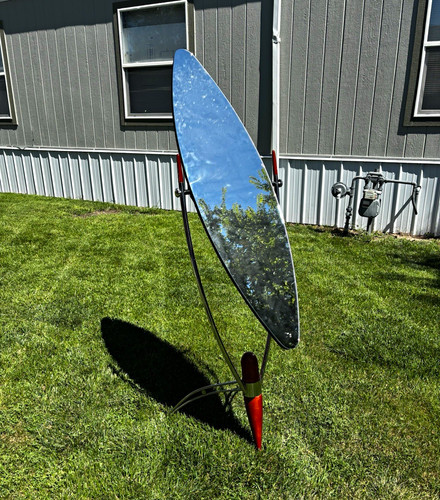 Mid-Century Modern Oval Cheval Freestanding Floor Mirror Chrome Metal Stand 70"