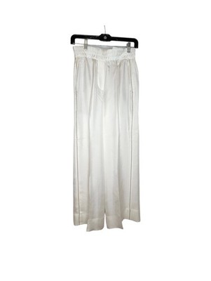 $1900 Brunello Cucinelli pure Silk Palazzo Pants signature monili beam trimmed 