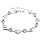 Heart Charm Chain Linke Bracelet 925 Sterling Silver Womens Girls Jewellery Gift