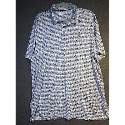 Original Penguin Mens XXL White Navy Beer Glass Bottle Print Polo Shirt OPMK0505