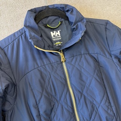 Helly Hansen Quilted Jacket Womens Crew Insulator Navy Blue Sz Small Petite Gold