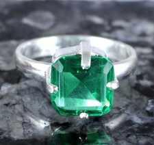 6.60 Ct Natural Green Emerald 9 x 9 mm Octagon Gemstone AGI Certified Men's Ring