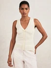 Reiss Womens Sleeveless V-Neck Colour block Vest Top in White Size XS