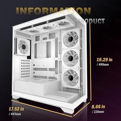 ATX PC Case 7 PWM ARGB Fans Pre-Installed, Mid Tower Computer Case with