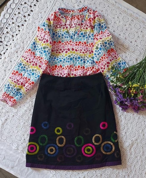 Women Boden Skirt Black Cotton 36 / S / 44 #8E7H