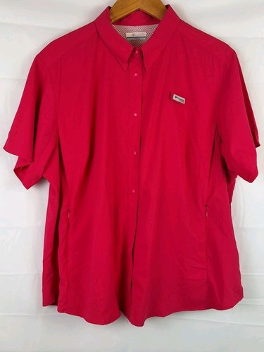 Camicia da pesca ventilata Columbia PFG Bahama UPF Omni Shade donna taglia-2X rosa rosso - Foto 3 di 13