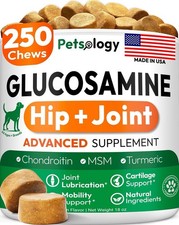 250 USA MADE Dog Hip  Joint Mobility Chews MSM Glucosamine Treats for Dogs 8/28