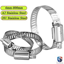 Hose Clips Worm Drive Hose Clamps 201/A2 Stainless Steel Pipe Clip 6mm-800mm
