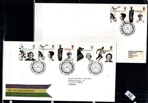 / GB 1996 - 2 FDC - CEPT - FAMOUS WOMEN, SPORTS, ART