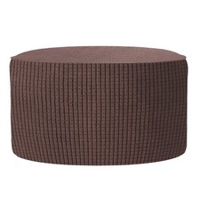 Ottomen Cover Round with Elastic Bottom, (Small Size, Brown)