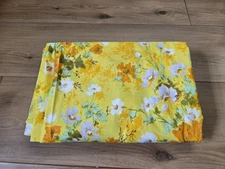 Vintage 1972 Fieldcrest Perfection Chansom Yellow Floral Fitted Sheet NEW
