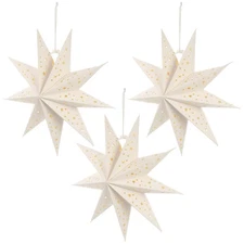 3Pcs Paper Star Lantern Lampshade 9 Pointed Star Hanging Decorations for Chri...