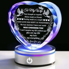 Gifts for Wife Crystal with Colorful LED Base, Anniversary Birthday Gifts for...