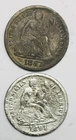 LOT #L387   1887-S SEATED LIBERTY DIME, 1891 SEATED LIBERTY DIME