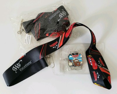 Lot Of 2 AAA Vacations Cars Land Disneyland Resort Lanyard And Trading Pin Set
