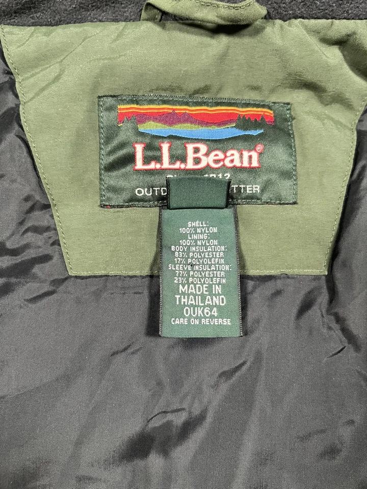 Chaqueta LL Bean Para Hombres 2XL XXL Verde Oliva Negra Con Capucha Aislante Parka Foto 4 de 4