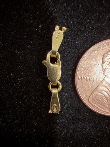 18K Yellow Gold Lobster Clasp 8.5x3.3mm End Caps for 2.3mm Chain 0.65g