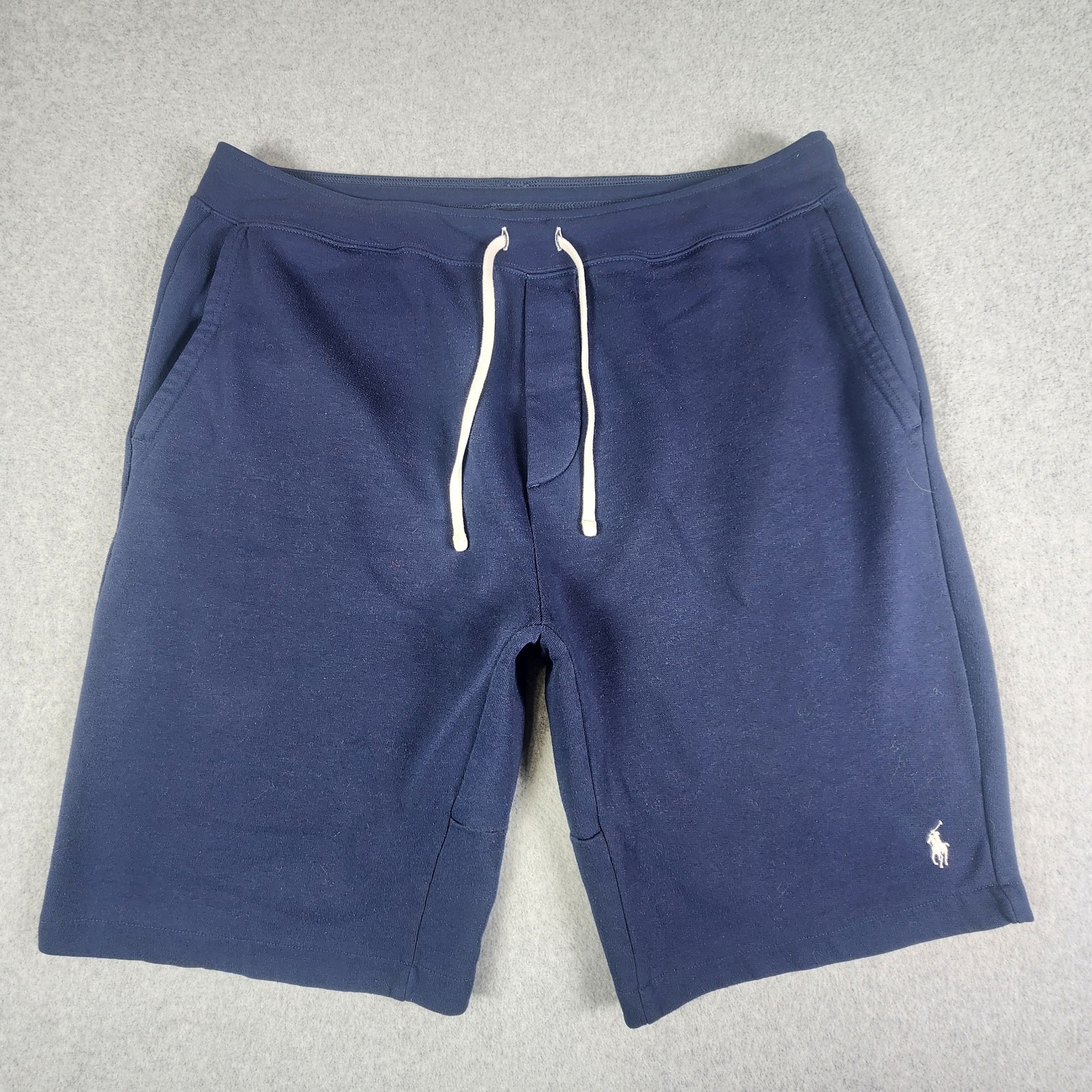 Polo Ralph Lauren Sweat Shorts Mens XL Navy Blue White Pony Drawstring Pockets