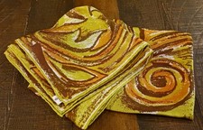 VINTAGE VERA SQUARE SILK SCARF IN ORANGE, GOLD  BROWN WITH LOGO