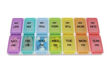 Weekly Pill Organizer Box Case Holder Sorter Caddy 7 Day Am Pm Daily 2 Times