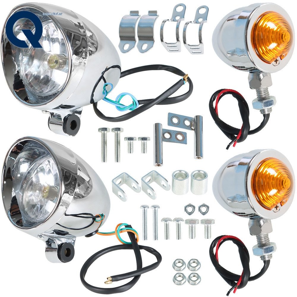 LABLT Chrome Passing Driving Spot Fog Lamp Turn Signal Light For Motorcycle