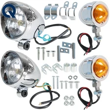 LABLT Chrome Passing Driving Spot Fog Lamp Turn Signal Light For Motorcycle