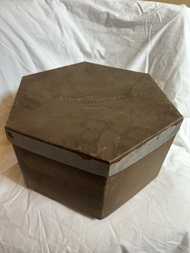 Vintage Astor Millinery Hat Box Harrisburg PA Hexagon Store Box