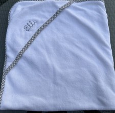 Pottery Barn Kids Grey Gingham Infant Hooded Towel Monogramed "Elli