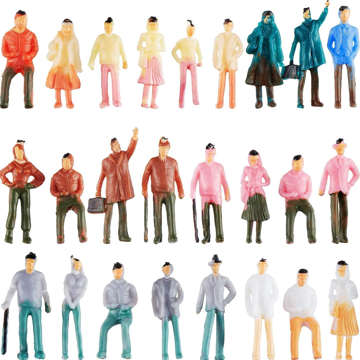 Gejoy 100 Pieces Miniature People Figurines 1:75 Scale Model Train Architectural