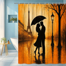 Romantic Paris Shower Curtain - Silhouette with Eiffel Tower
