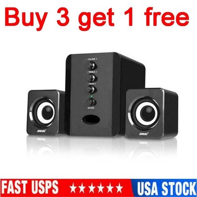 USB Computer Speakers System Stereo Bass Subwoofer LED for Desktop Laptop PC HOT