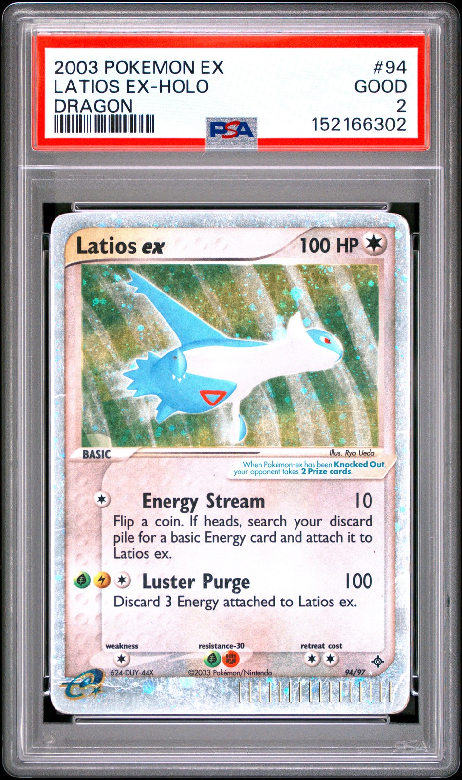 2003 POKEMON EX DRAGON #94 LATIOS EX-HOLO PSA 2
