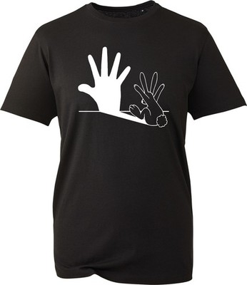 T-Shirt Schattenpuppe Hase lustig Hand Illusion Grafik T-Shirt Künstler Geschenk UK
