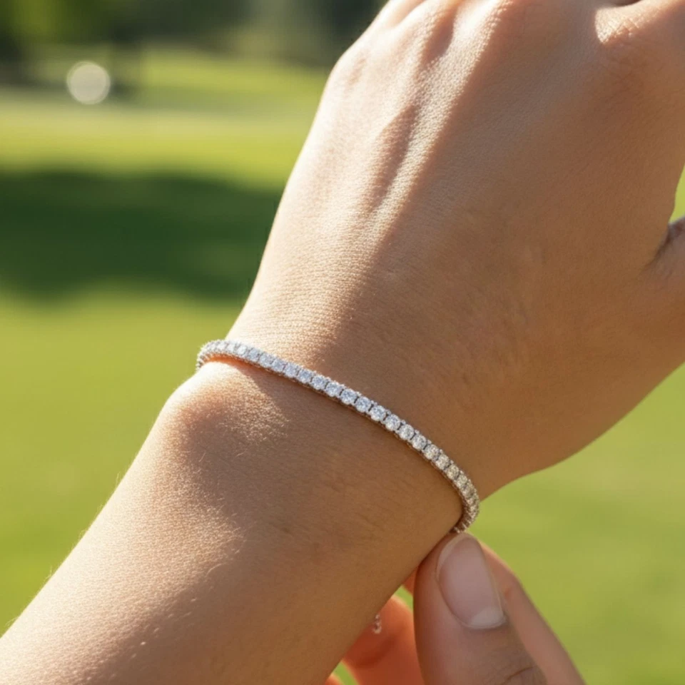 2.80 Ct D/VVS Lab Grown Round Diamond Tennis Bracelet White Gold - Ready To Ship - Image 2 of 4