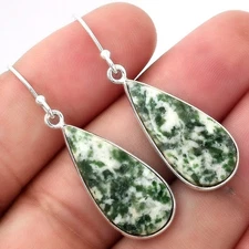 Natural Dioptase 925 Sterling Silver Earrings Jewelry E-1001