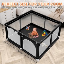 Safety Baby Playpen with Soft Breathable Mesh, Indoor/Outdoor Portable Playard