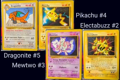 Pokémon TCG Pikachu Dragonite Mewtwo & Electabuzz Movie Promo Cards Full Set
