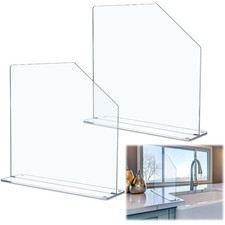 Clear Acrylic Sink Splash Guard Freestanding Panel Barrier with Easy Reach