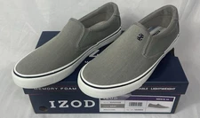 Izod Men's Gray Canvas Slip On Shoes Pick Your Size 9, 10, 11, 12, 13 NEW in BOX