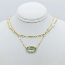 Kendra Scott Elisa Gold Crystal Multi Strand Necklace in Clear Light Blue