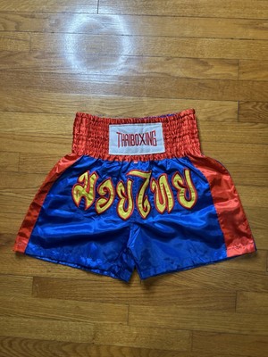 Muay Thai Shorts M ''THAIBOXING''   Light Blue/Gold/Red/Yellow