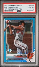 2021 Bowman Draft Prospect Colton Cowser 1st Edition Blue Foil /150 PSA 10