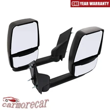 Pair Black Manual Tow Mirrors LH + RH For Chevy Express Savana Van Smooth 03-17