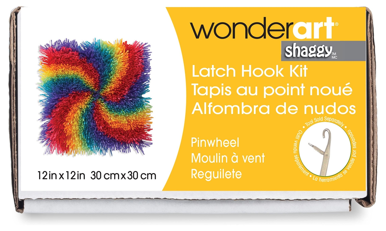 Wonderart Shaggy Pinwheel Latch Hook Kit, 12