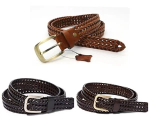 EMP Ceinture en cuir tressé unisexe - 3 couleurs