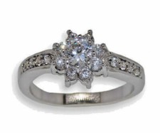 CZ White Gold flower ring silver band crystal stones high quality sz 7 9 CZ New