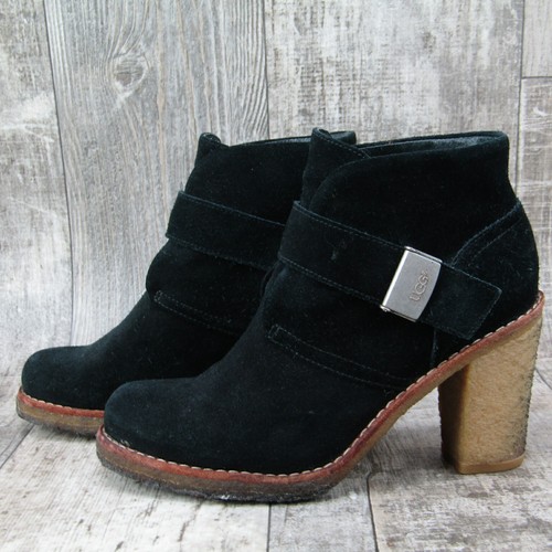 black suede buckle ankle boots
