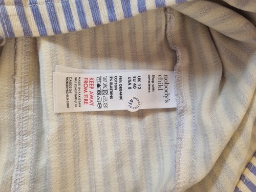 NOBODY’s CHILD Blue AND White Denim Striped Farringdon Mini Dress SIZE 12 BNWT - Picture 12 of 12