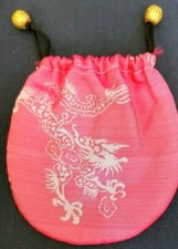 Very Nice Asian Inspired Drawstring Pouch Red