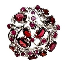 Garnet  Ruby Gemstone Sterling Silver Ring Sized 6.5